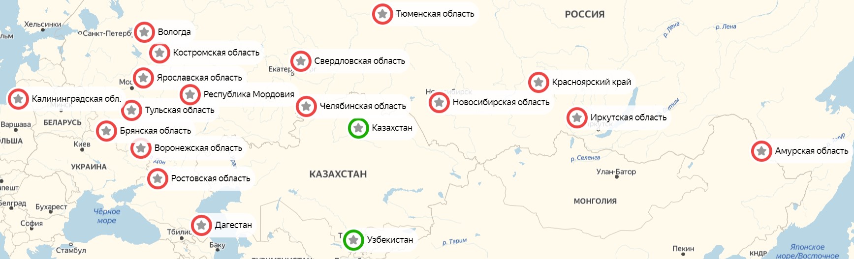 Территория продаж МКЗ-3214